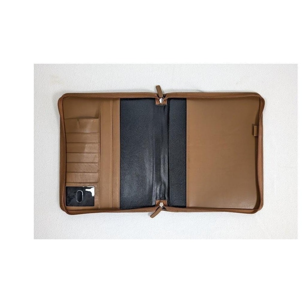 Vintage Levenger Leather Zip Portfolio 12x10.5" Organizer Document Notebook Size